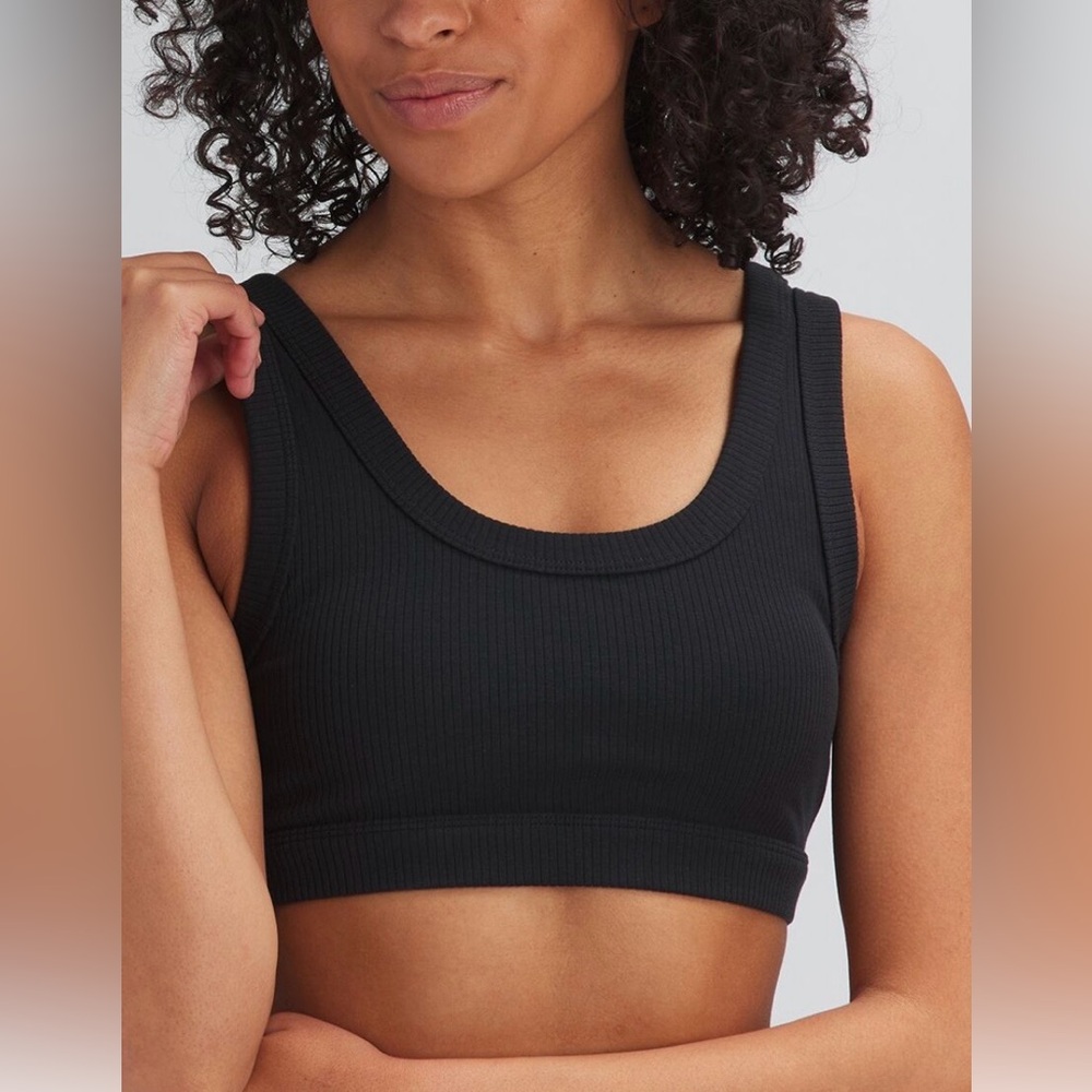Alo Yoga Ribbed Black Wellness Bra | XS/S No Tag | Athletic Crop Sports Bra - Picture 4 of 13